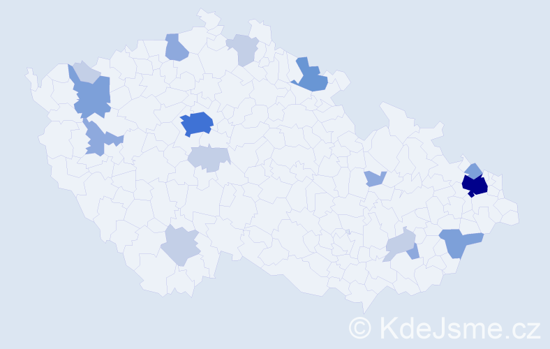 Příjmení: 'Čanigová', počet výskytů 43 v celé ČR