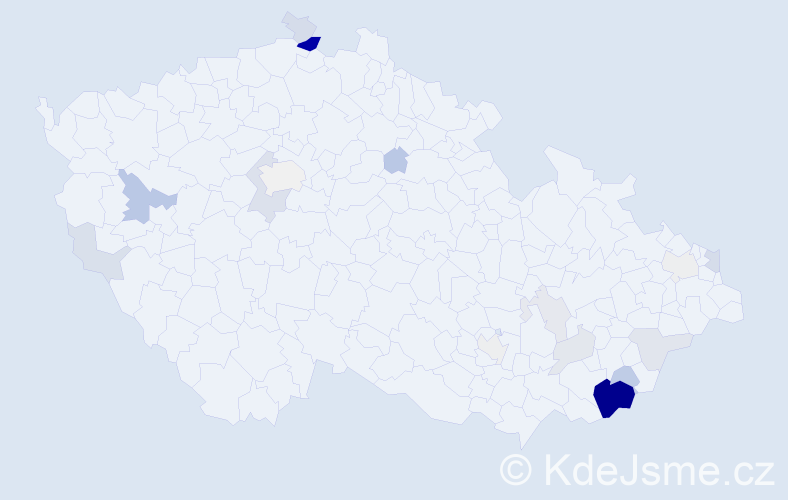 Příjmení: 'Bulejko', počet výskytů 54 v celé ČR