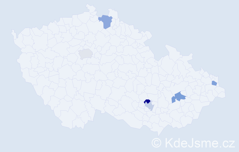 Příjmení: 'Muller', počet výskytů 6 v celé ČR