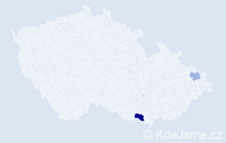 Příjmení: 'Harajová', počet výskytů 8 v celé ČR