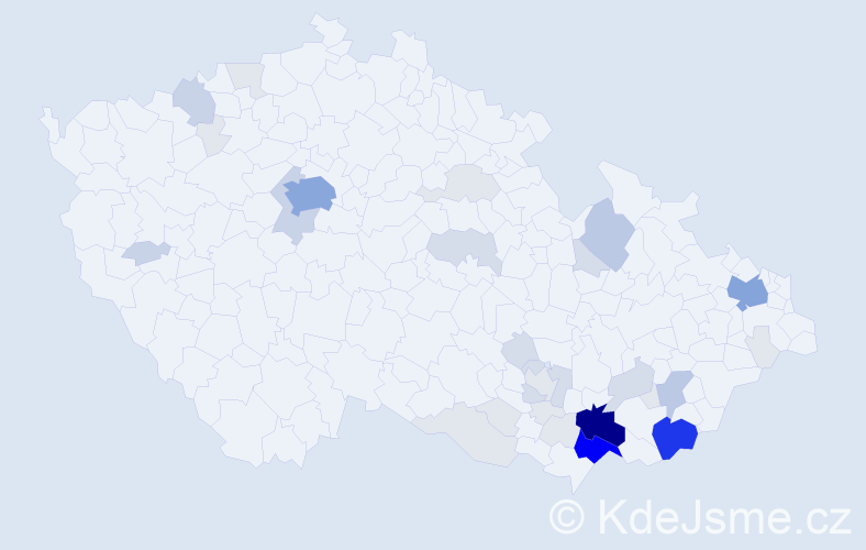 Příjmení: 'Kundrata', počet výskytů 148 v celé ČR