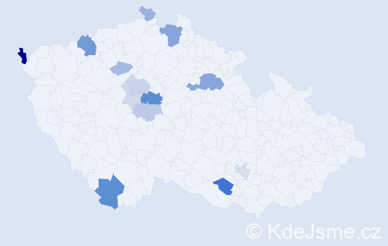 Příjmení: 'Kniha', počet výskytů 39 v celé ČR