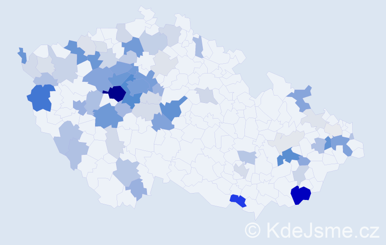 Příjmení: 'Manda', počet výskytů 255 v celé ČR