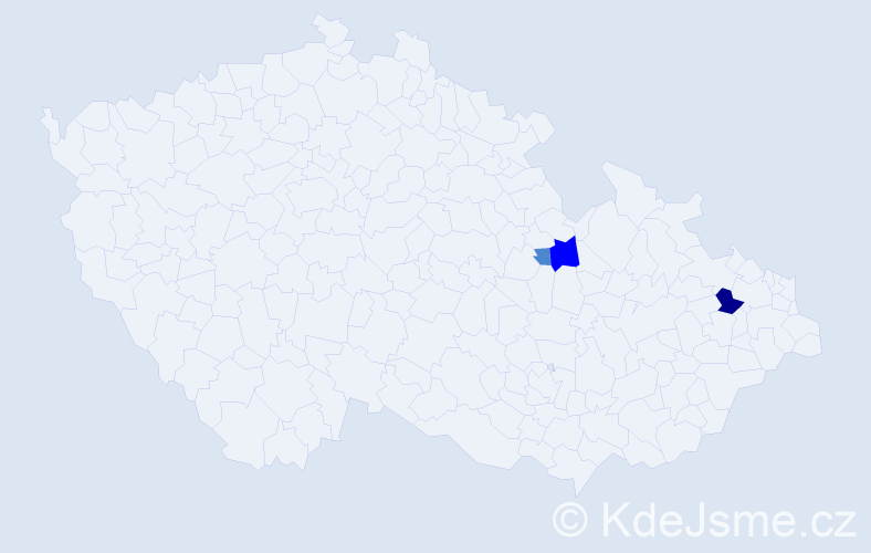 Příjmení: 'Kunčár', počet výskytů 6 v celé ČR