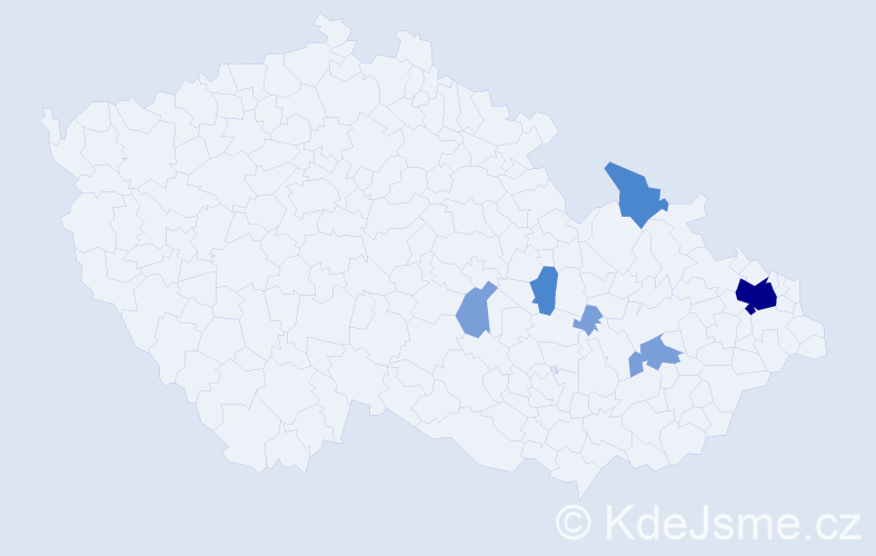 Příjmení: 'Zbojek', počet výskytů 19 v celé ČR