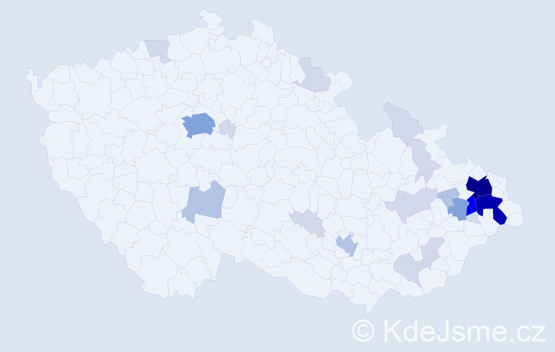 Příjmení: 'Hrnčárek', počet výskytů 68 v celé ČR