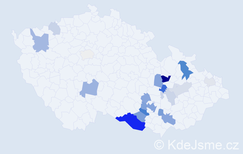 Příjmení: 'Potácelová', počet výskytů 43 v celé ČR