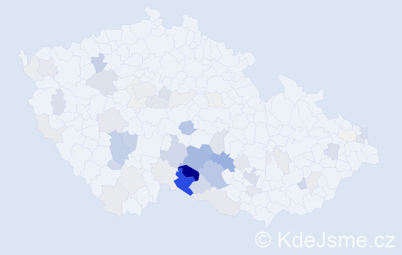 Příjmení: 'Vejmělek', počet výskytů 156 v celé ČR