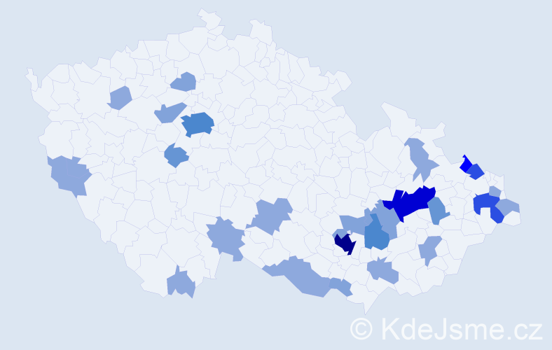 Příjmení: 'Kasparová', počet výskytů 69 v celé ČR