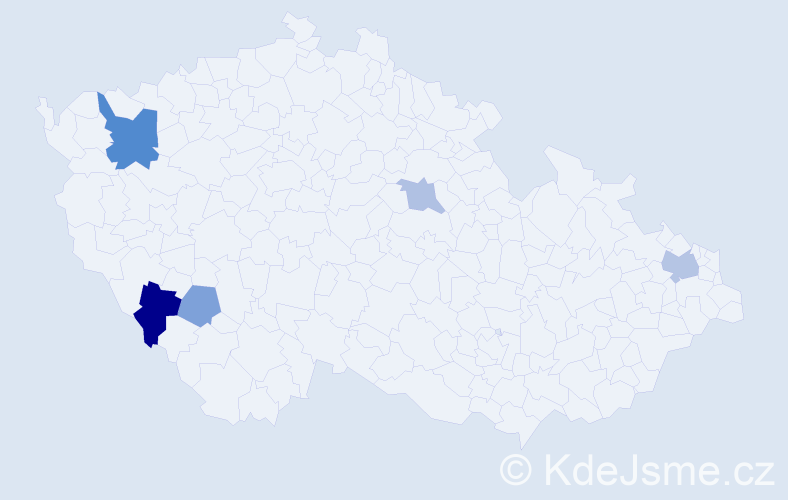 Příjmení: 'Kavec', počet výskytů 9 v celé ČR