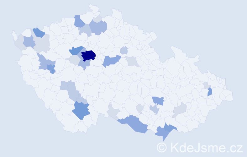 Příjmení: 'Modrová', počet výskytů 107 v celé ČR