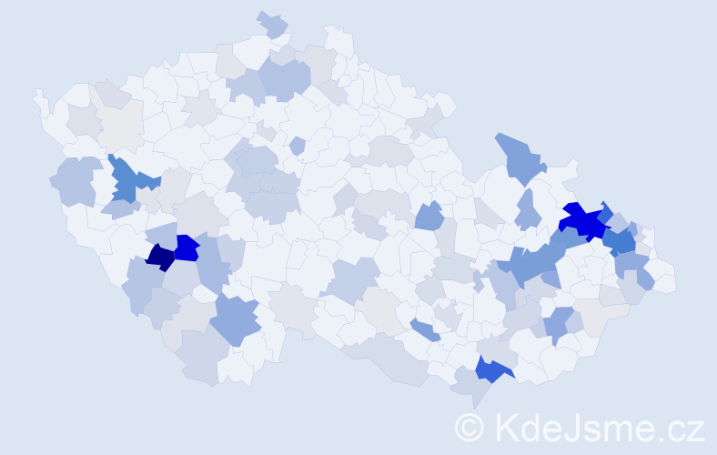 Příjmení: 'Klásková', počet výskytů 430 v celé ČR