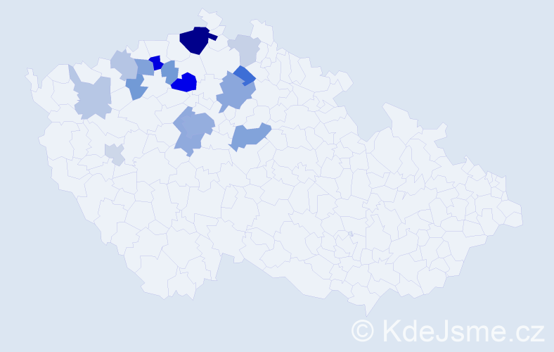 Příjmení: 'Kybal', počet výskytů 42 v celé ČR