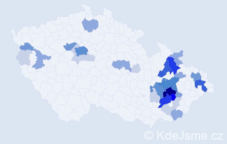 Příjmení: 'Klesnil', počet výskytů 116 v celé ČR