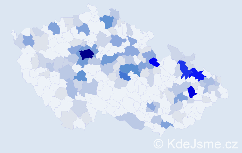 Příjmení: 'Lesák', počet výskytů 389 v celé ČR