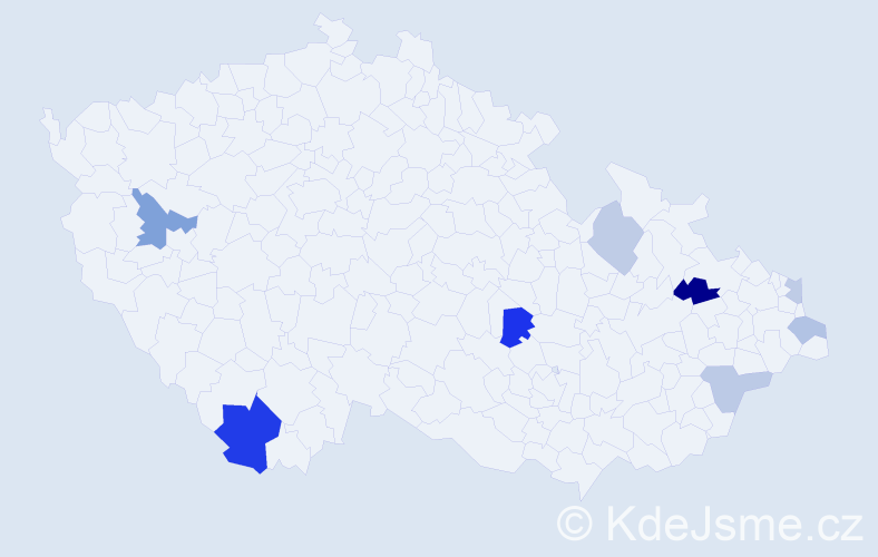 Příjmení: 'Macáš', počet výskytů 14 v celé ČR