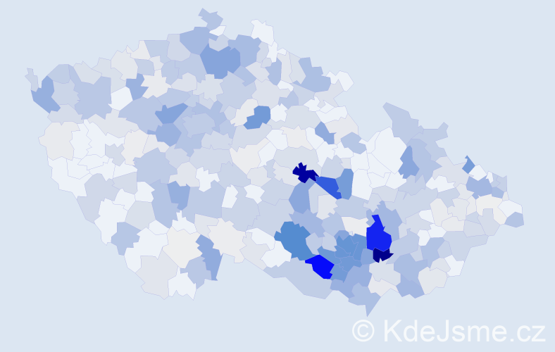 Příjmení: 'Hladký', počet výskytů 1352 v celé ČR