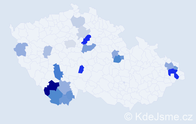 Příjmení: 'Rajko', počet výskytů 57 v celé ČR
