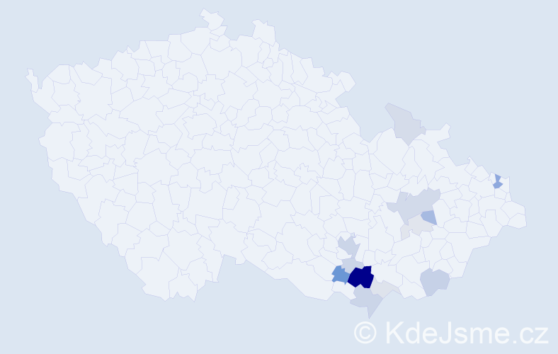 Příjmení: 'Ovísek', počet výskytů 41 v celé ČR
