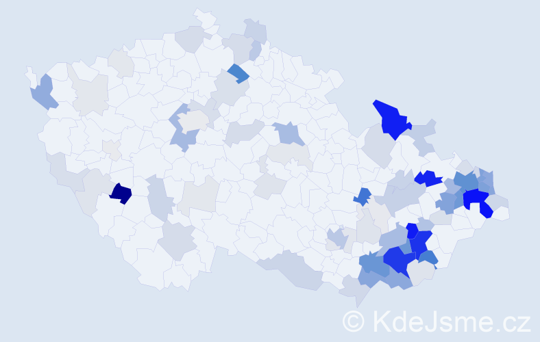 Příjmení: 'Šimíková', počet výskytů 338 v celé ČR