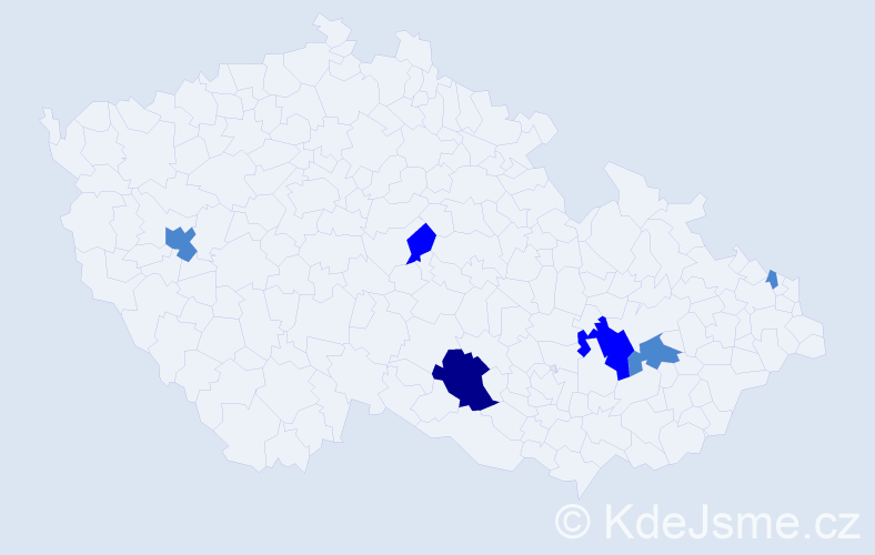 Příjmení: 'Milčáková', počet výskytů 10 v celé ČR