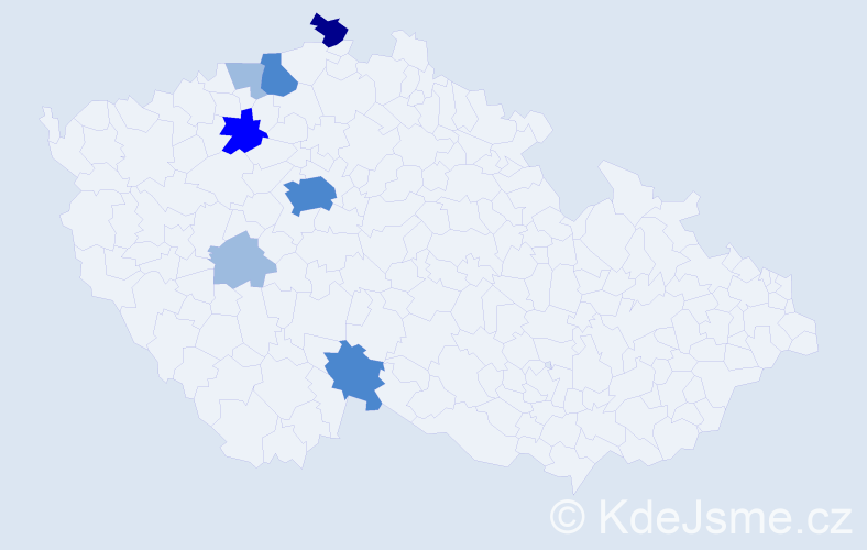 Příjmení: 'Bredl', počet výskytů 15 v celé ČR