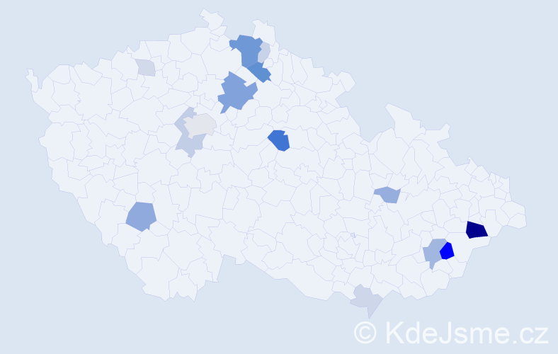 Příjmení: 'Knéblová', počet výskytů 45 v celé ČR
