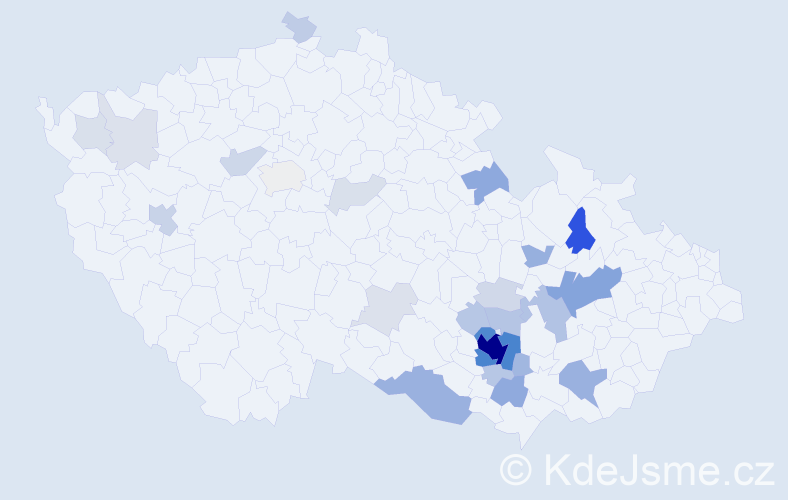 Příjmení: 'Čoupková', počet výskytů 124 v celé ČR