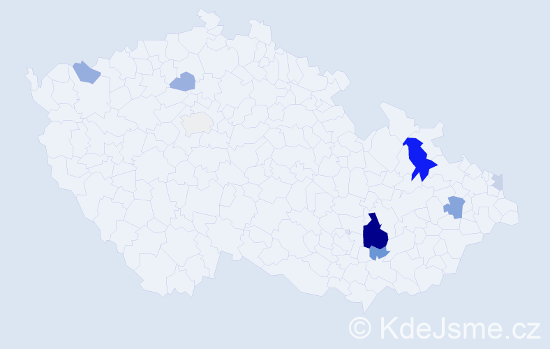 Příjmení: 'Tarabášová', počet výskytů 21 v celé ČR