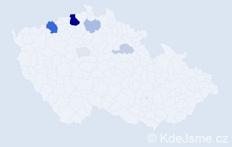 Příjmení: 'Kabrle', počet výskytů 17 v celé ČR
