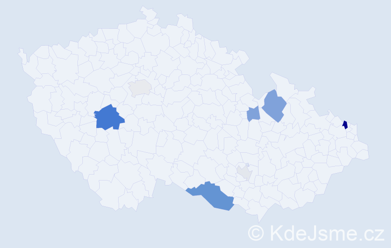 Příjmení: 'Kluk', počet výskytů 23 v celé ČR