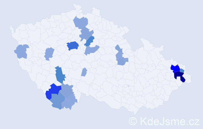 Příjmení: 'Rajko', počet výskytů 59 v celé ČR