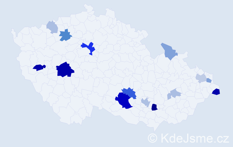 Příjmení: 'Bílik', počet výskytů 37 v celé ČR