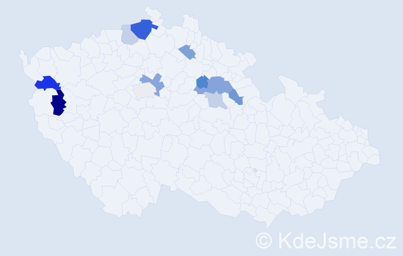Příjmení: 'Mydlochová', počet výskytů 20 v celé ČR