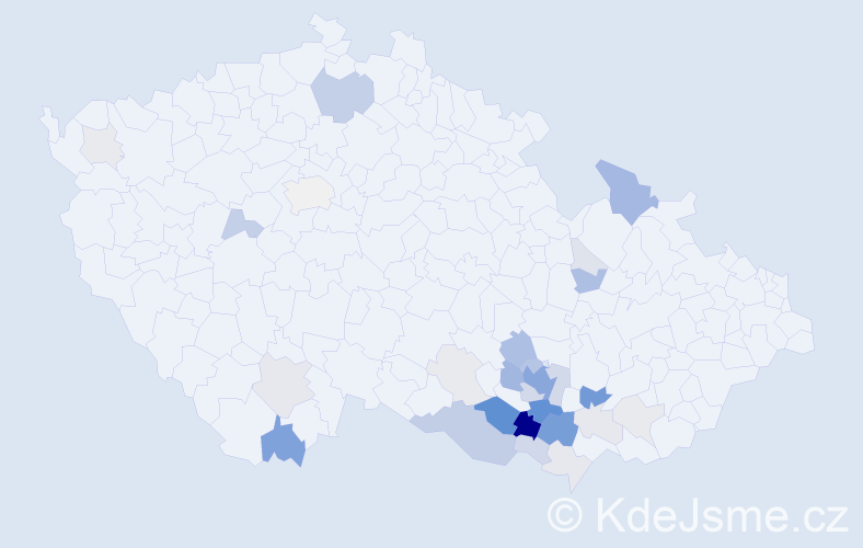 Příjmení: 'Kolegar', počet výskytů 123 v celé ČR