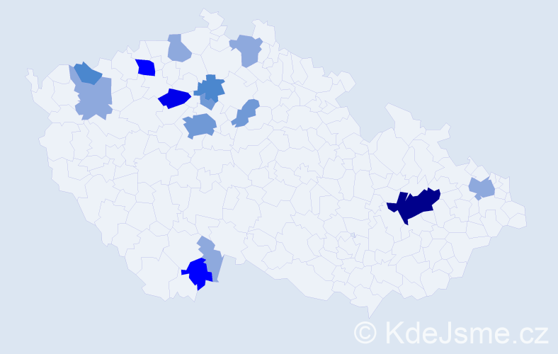 Příjmení: 'Huličková', počet výskytů 36 v celé ČR