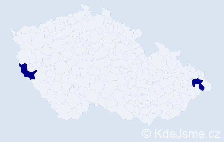 Příjmení: 'Czetöová', počet výskytů 2 v celé ČR