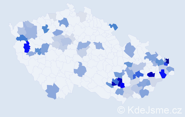 Příjmení: 'Dostal', počet výskytů 245 v celé ČR