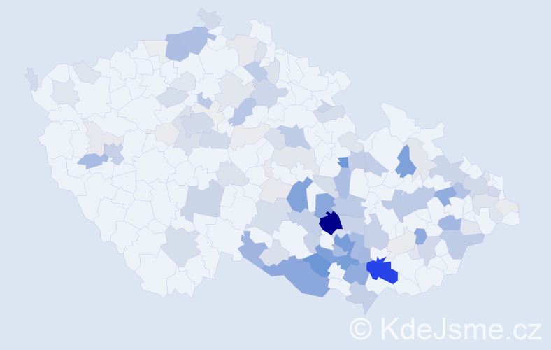 Příjmení: 'Válka', počet výskytů 449 v celé ČR