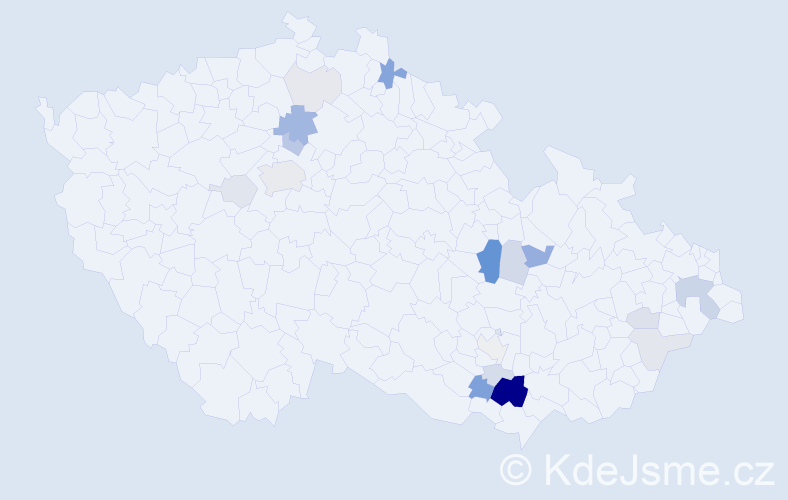 Příjmení: 'Vetrová', počet výskytů 57 v celé ČR