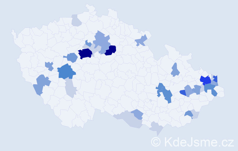 Příjmení: 'Bonková', počet výskytů 115 v celé ČR