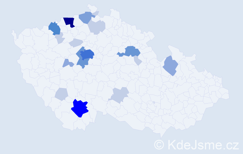 Příjmení: 'Kotvald', počet výskytů 52 v celé ČR