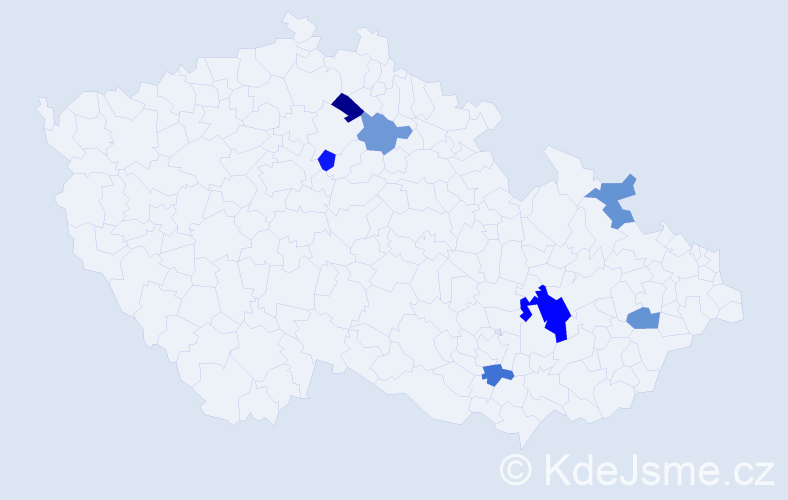 Příjmení: 'Balvan', počet výskytů 10 v celé ČR