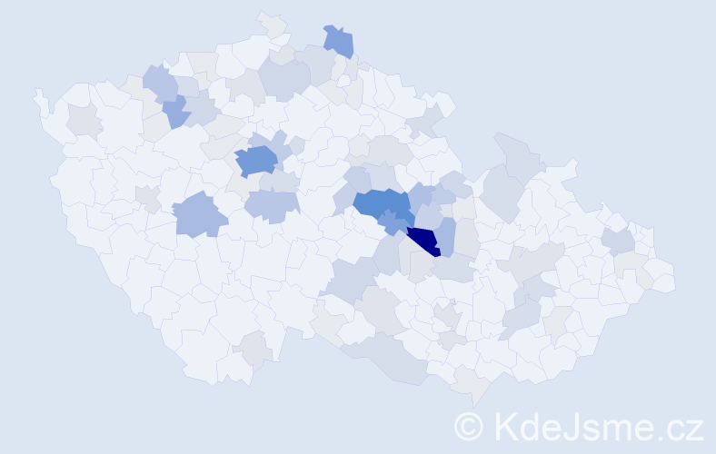 Příjmení: 'Roušar', počet výskytů 322 v celé ČR