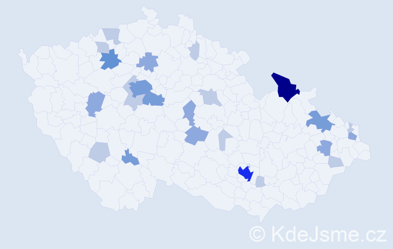 Příjmení: 'Málik', počet výskytů 55 v celé ČR