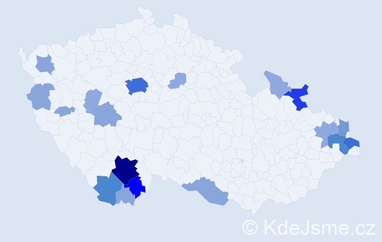 Příjmení: 'Belešová', počet výskytů 67 v celé ČR