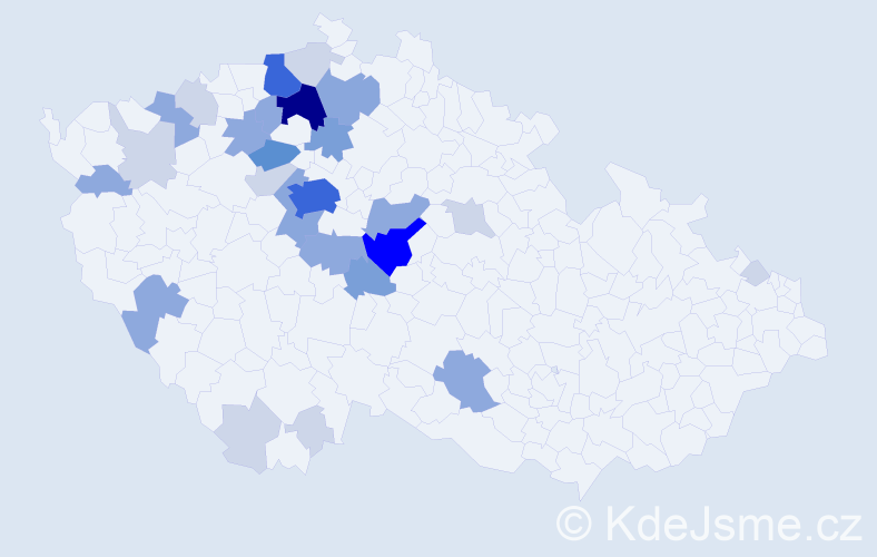 Příjmení: 'Mikyna', počet výskytů 85 v celé ČR