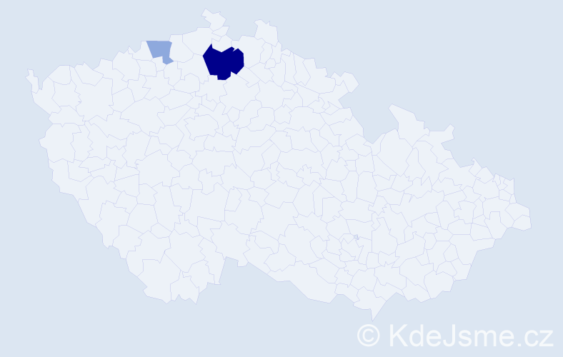Příjmení: 'Tebr', počet výskytů 6 v celé ČR
