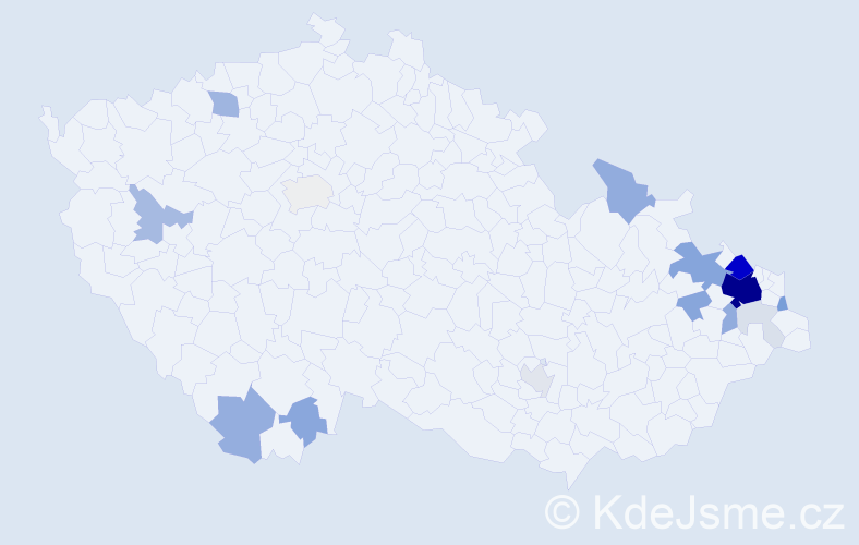 Příjmení: 'Kusyn', počet výskytů 84 v celé ČR