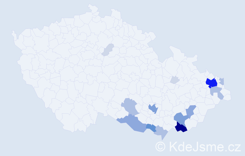 Příjmení: 'Šmahajová', počet výskytů 56 v celé ČR